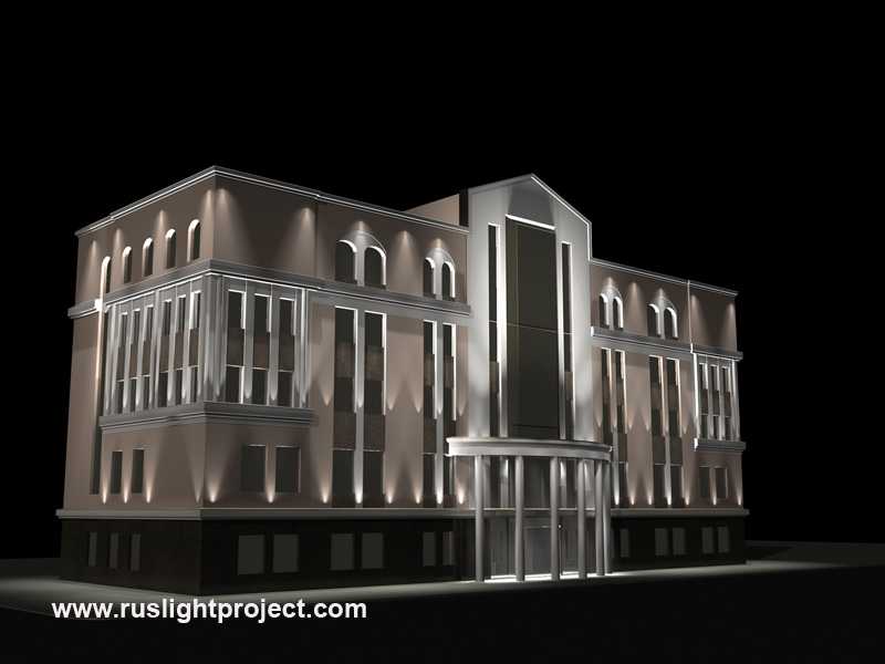 Architectural lighting project of an administrative building front
