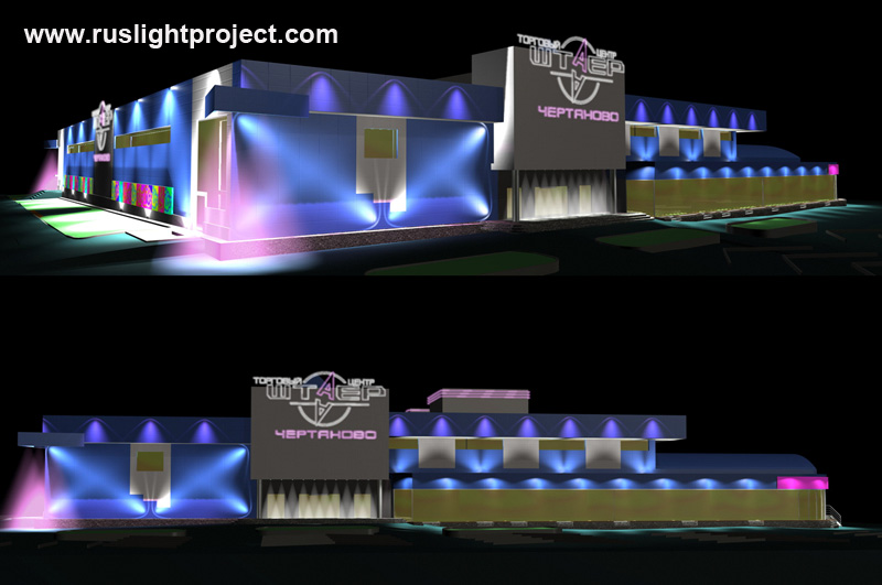 Architectural lighting project of a shopping center